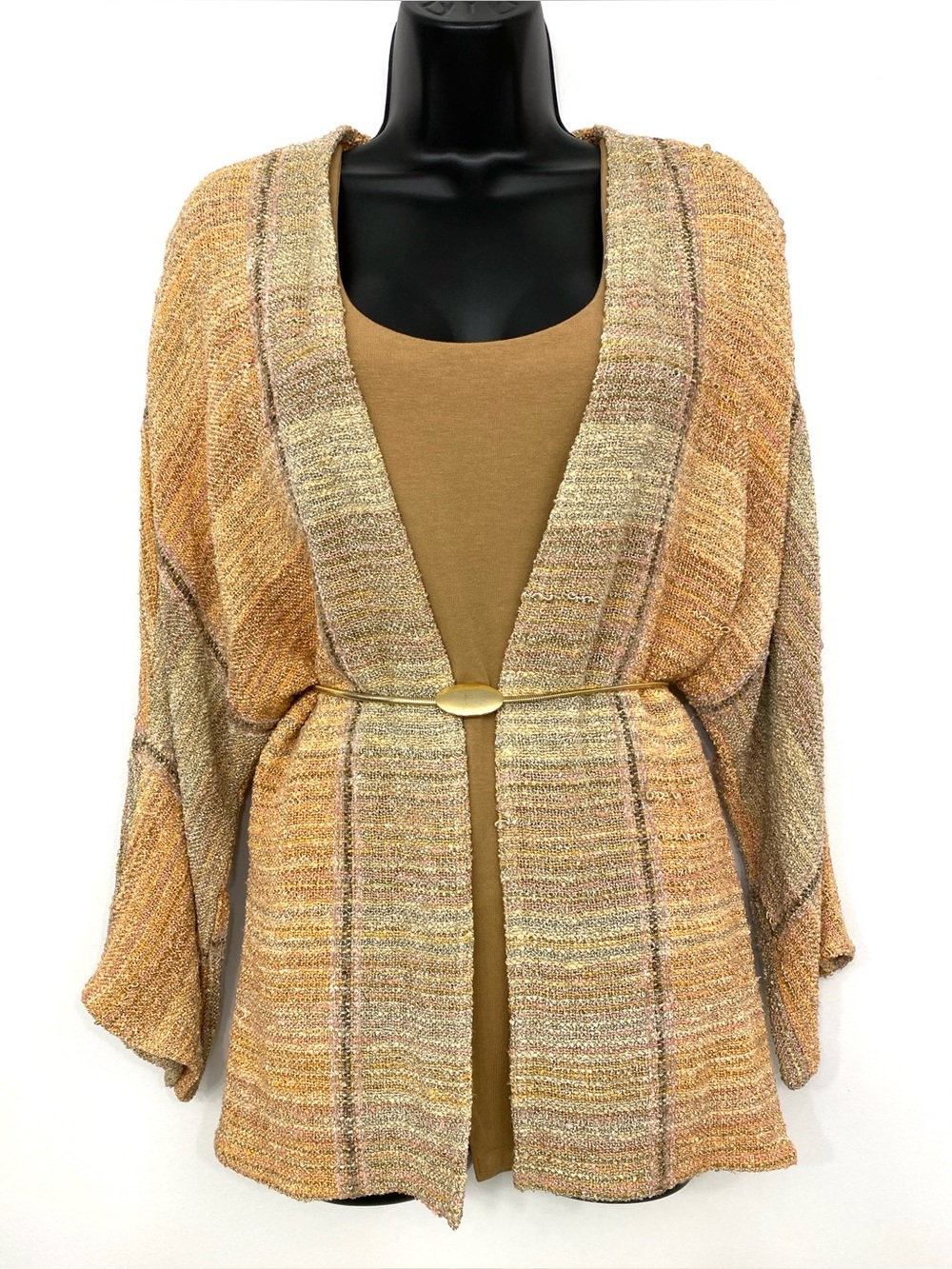 Vintage Zonda Nellis Open Cardigan Multicolour Woven Artisanal Knit S/M Boho